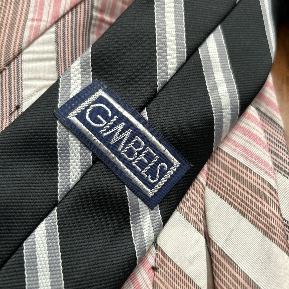 Lot 10 Vintage Necktie 3 Inch Blue Brown Mauve Pink Stripes
